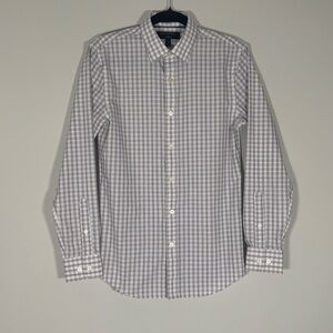 Banana Republic Slim Fit Non-Iron Pink & Blue Plaid Dress Shirt XS